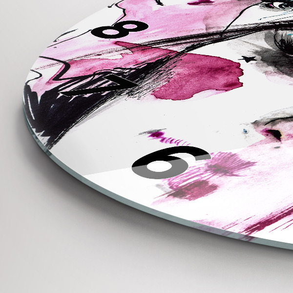 Round glass clock Many faces of abstraction