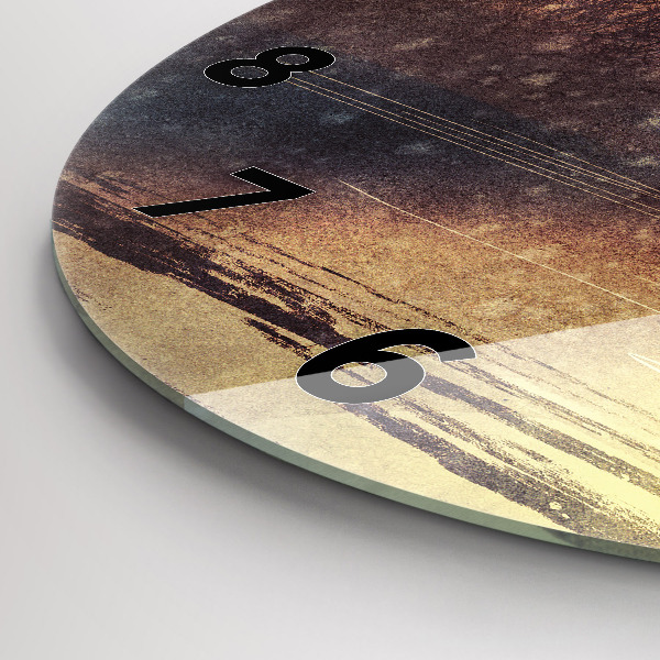 Round glass clock woman with umbrella