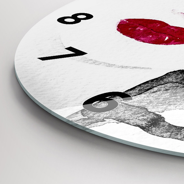 Round glass clock Portrait of a woman