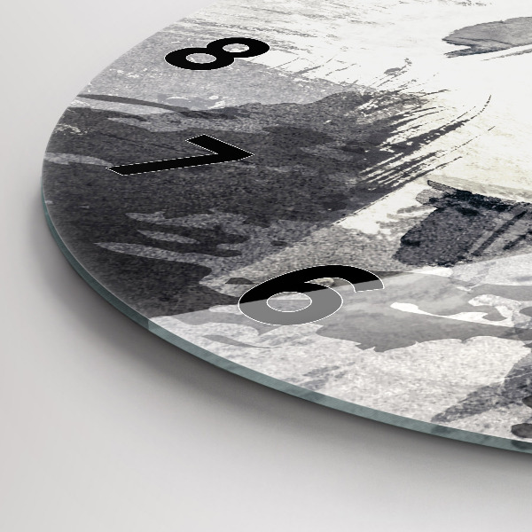 Round glass clock Woman - watercolors