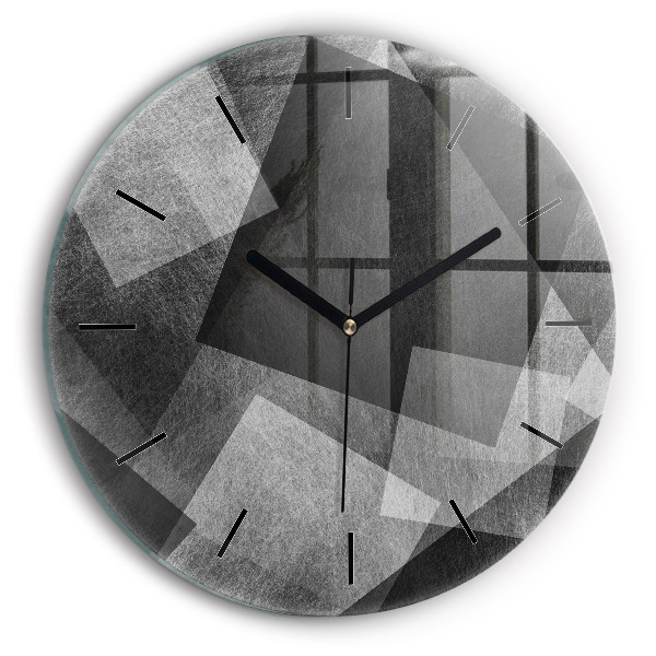 Round glass clock Geometric abstraction