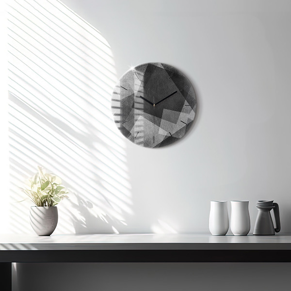 Round glass clock Geometric abstraction