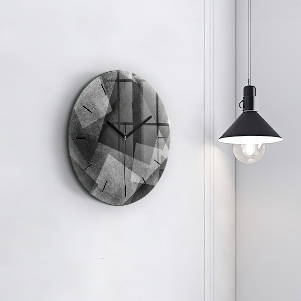 Round glass clock Geometric abstraction