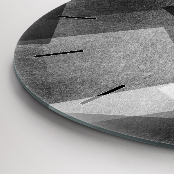 Round glass clock Geometric abstraction