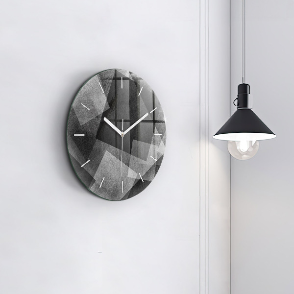 Round glass clock Geometric abstraction