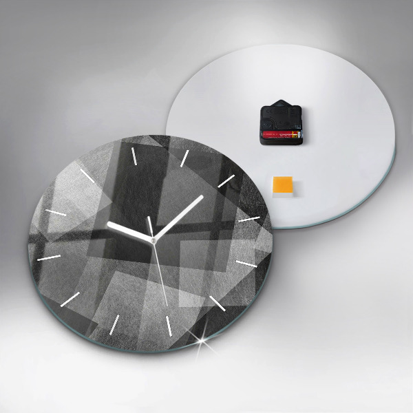 Round glass clock Geometric abstraction