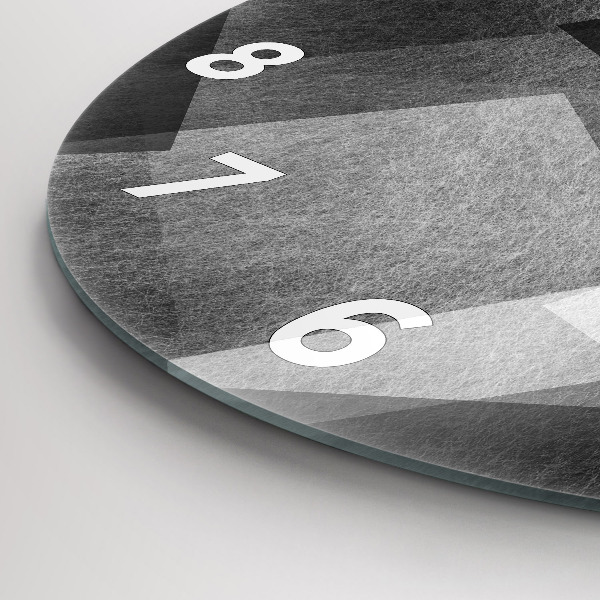 Round glass clock Geometric abstraction