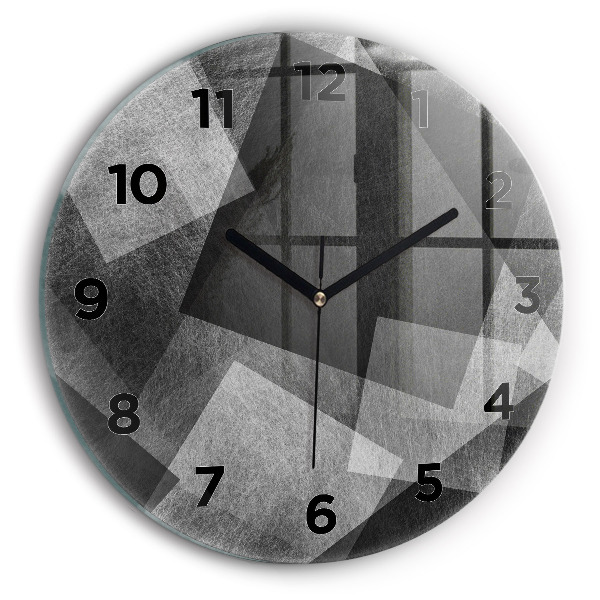 Round glass clock Geometric abstraction
