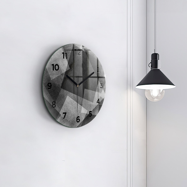 Round glass clock Geometric abstraction