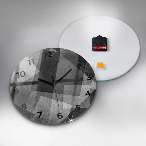 Round glass clock Geometric abstraction