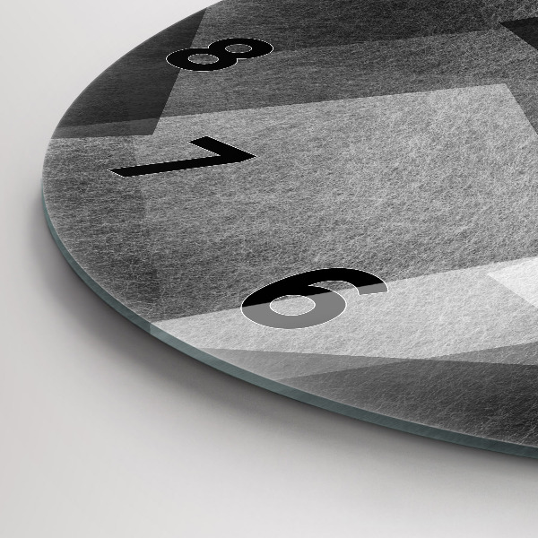 Round glass clock Geometric abstraction