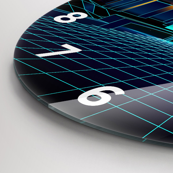 Round glass clock Cyberspace city
