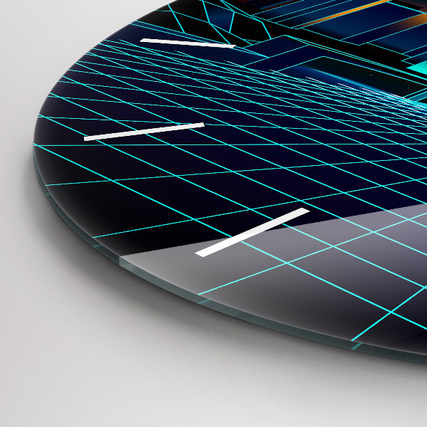Round glass clock Cyberspace city