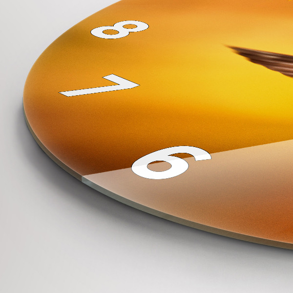 Round glass clock Hummingbird bird
