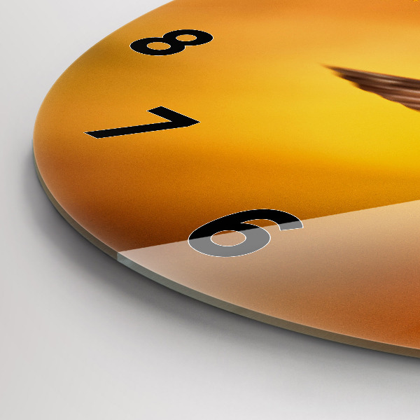 Round glass clock Hummingbird bird