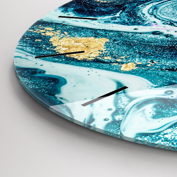 Round glass clock Abstract marble