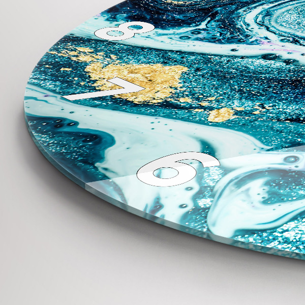 Round glass clock Abstract marble