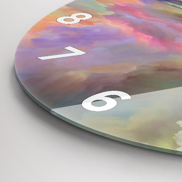Round glass clock Abstract landscape