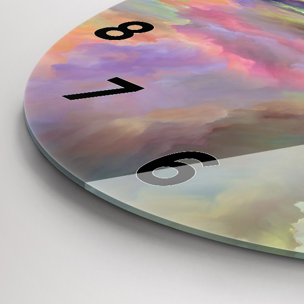 Round glass clock Abstract landscape