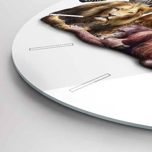 Round glass clock Wild animals