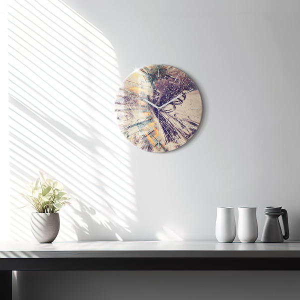 Round glass clock Abstract mechanism