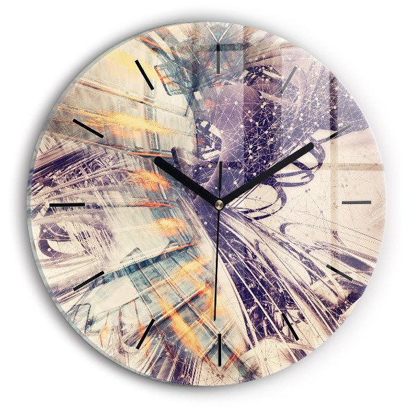 Round glass clock Abstract mechanism