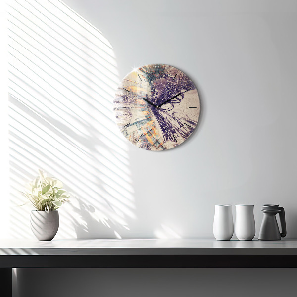 Round glass clock Abstract mechanism