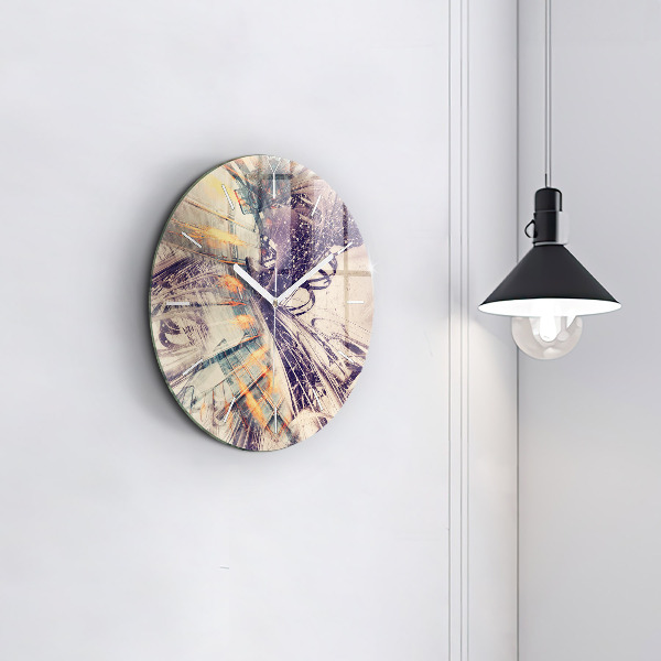 Round glass clock Abstract mechanism