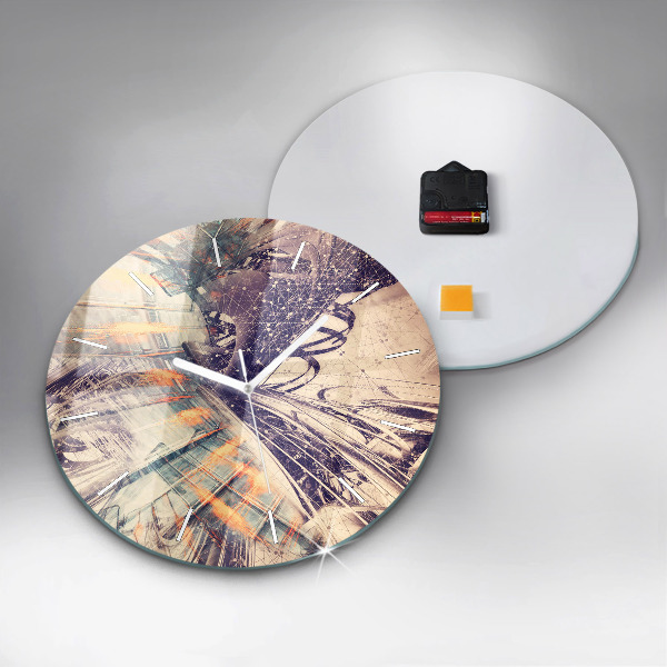 Round glass clock Abstract mechanism