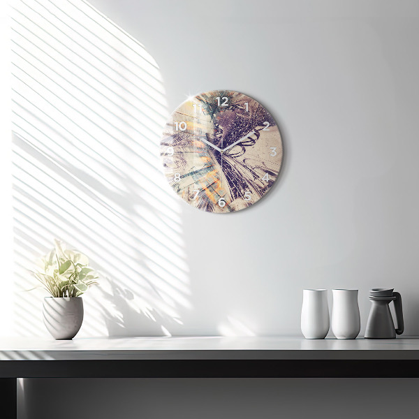 Round glass clock Abstract mechanism