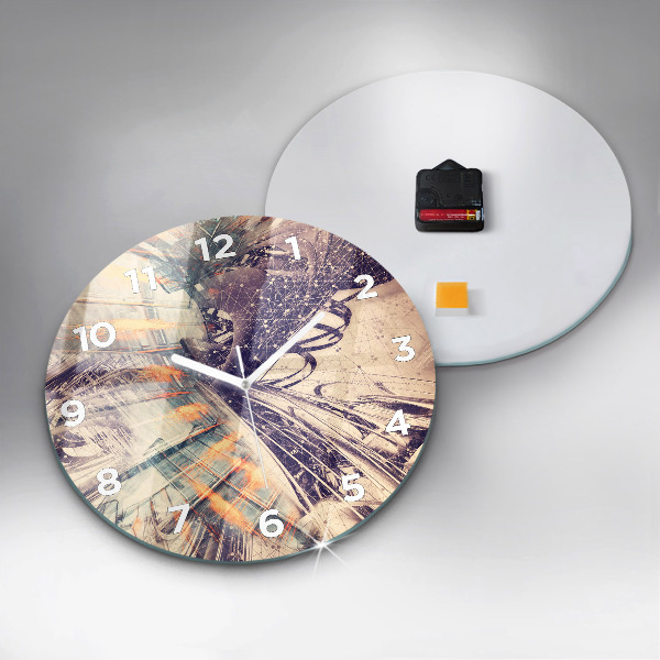 Round glass clock Abstract mechanism