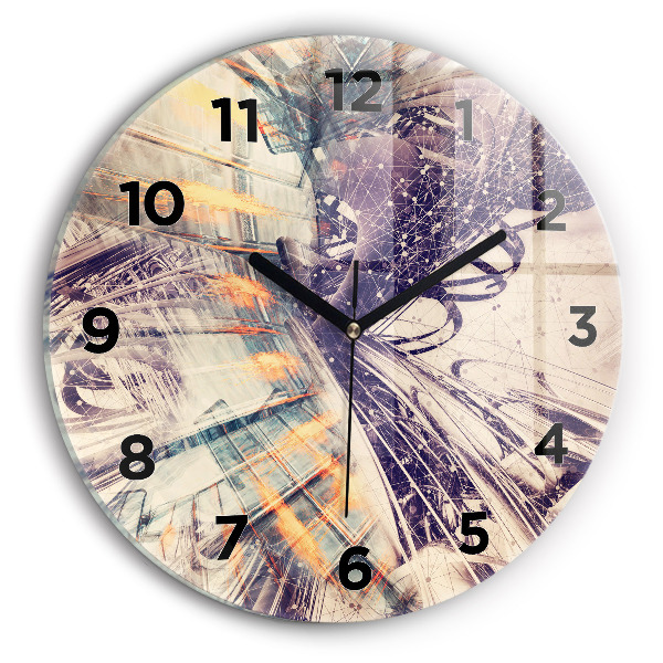 Round glass clock Abstract mechanism