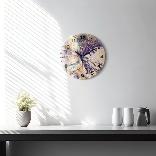 Round glass clock Abstract mechanism