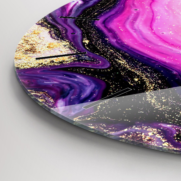 Round glass clock Abstract marble