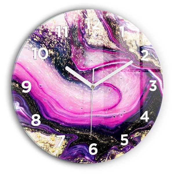 Round glass clock Abstract marble