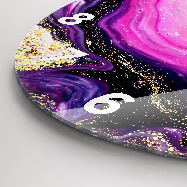 Round glass clock Abstract marble
