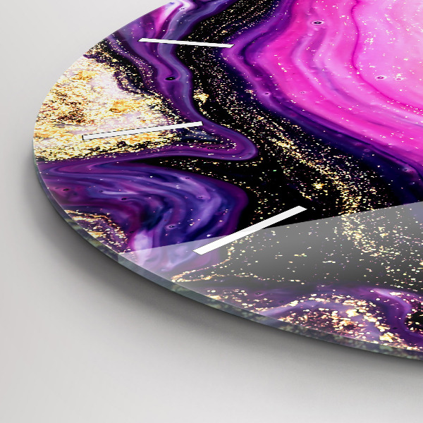 Round glass clock Abstract marble