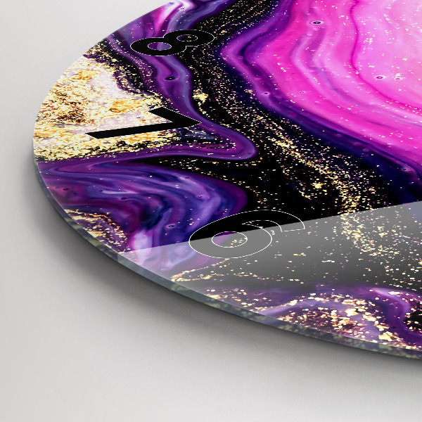 Round glass clock Abstract marble