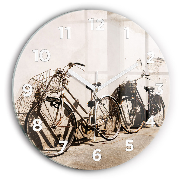 Round glass clock Italian bike