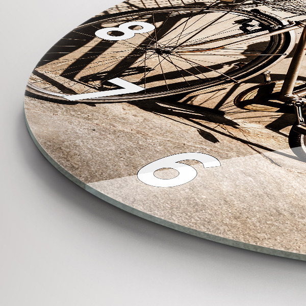 Round glass clock Italian bike