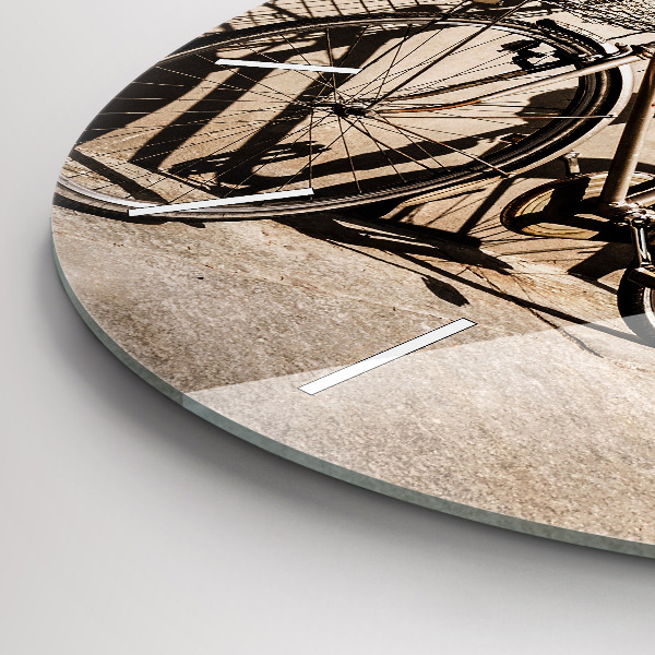 Round glass clock Italian bike