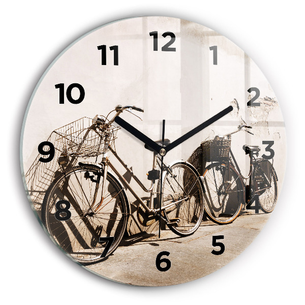 Round glass clock Italian bike