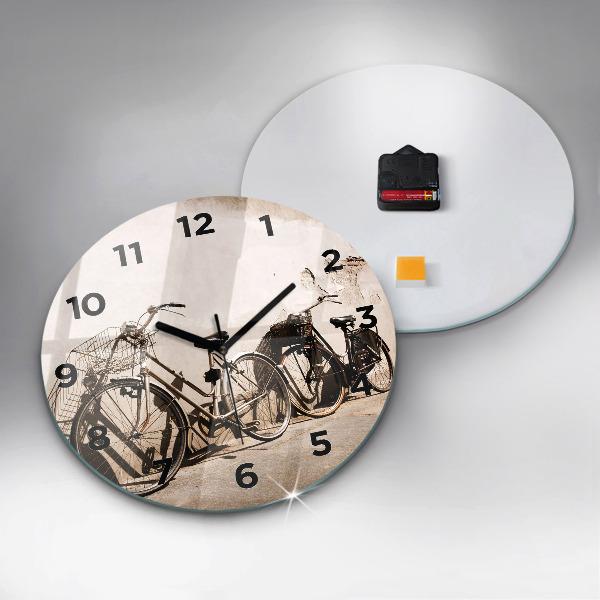 Round glass clock Italian bike
