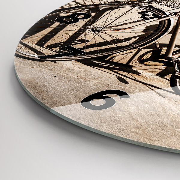 Round glass clock Italian bike