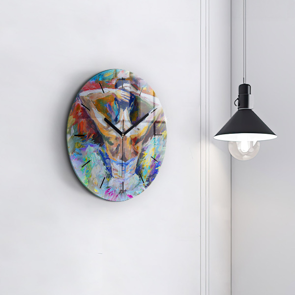 Round glass clock Painted Ballerina