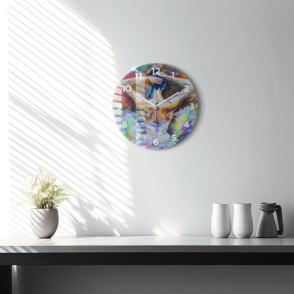 Round glass clock Painted Ballerina