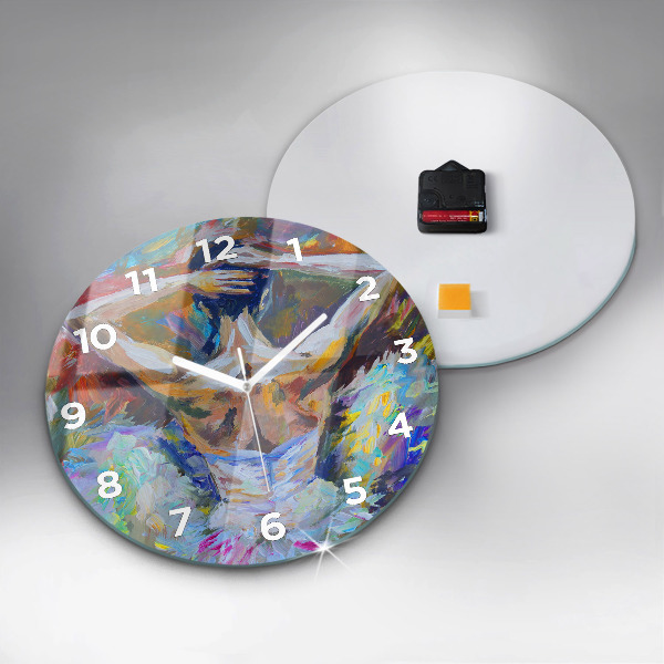 Round glass clock Painted Ballerina