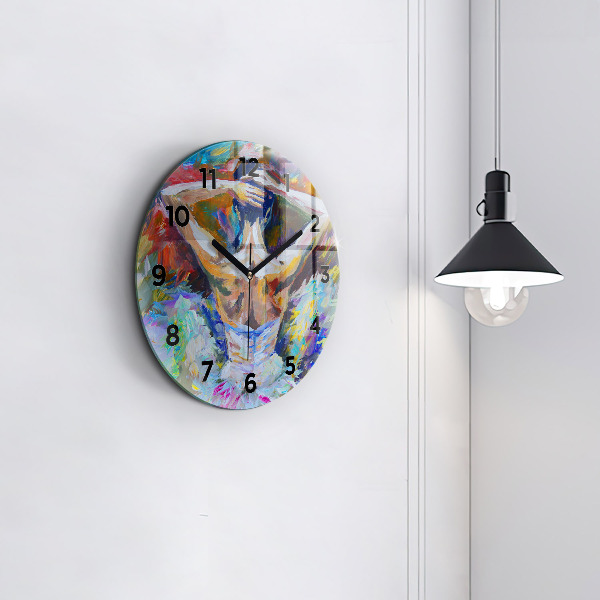 Round glass clock Painted Ballerina