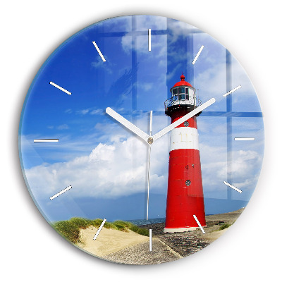 Round glass clock Lighthouse