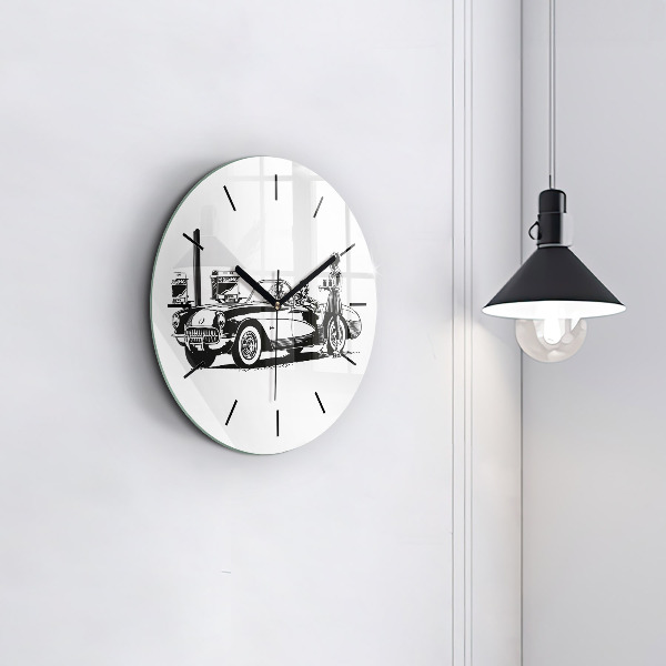 Round glass clock Retro Illustration